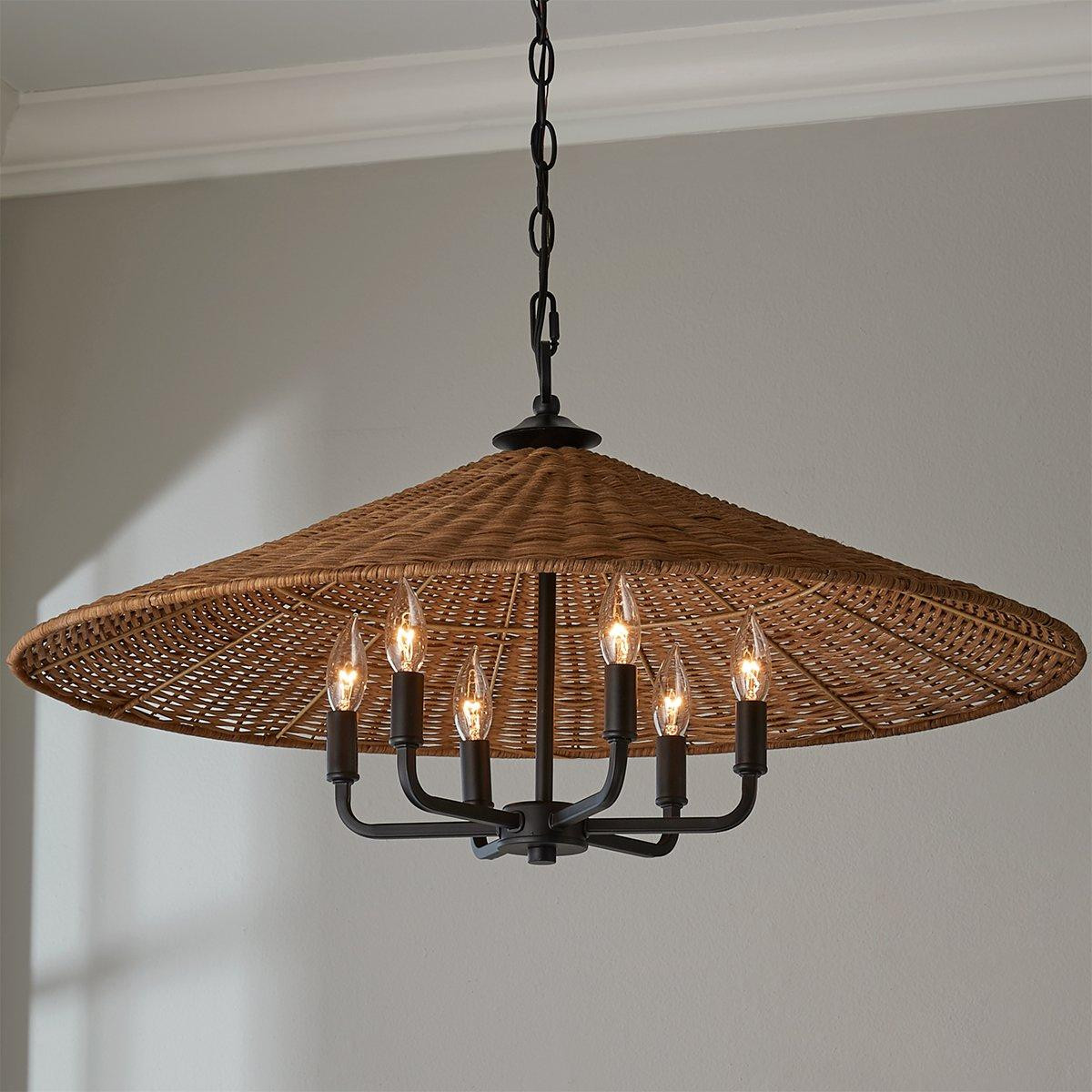 Rattan Shade Chandelier | Shades of Light