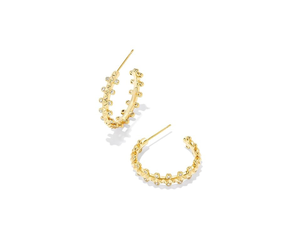Kendra Scott Jada Small Hoop Women's Earrings Earring Gold White Crystal, Brass/Cubic Zirconia | Zappos
