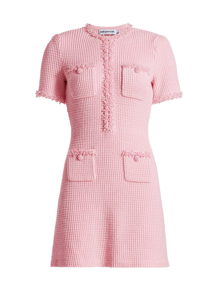 Women's Beaded Waffle-Knit Minidress - Pink - Size Large | Saks Fifth Avenue