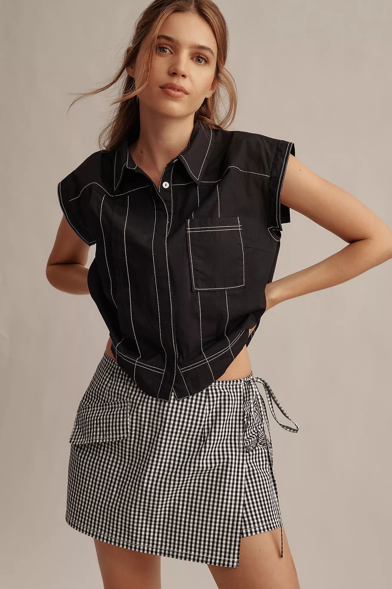 Maeve Gingham Apron Skort | Anthropologie (US)