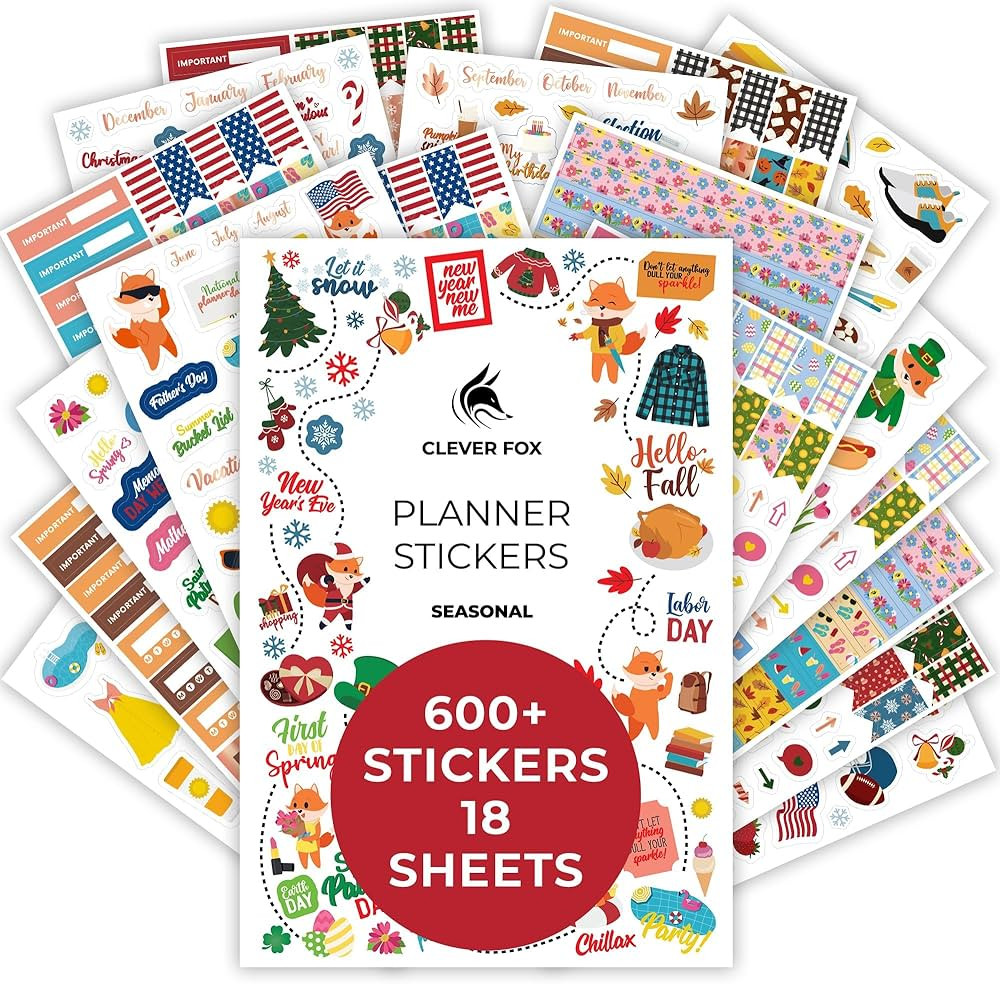 Clever Fox Seasonal Planner Stickers – 600+ Month, Holiday & Seasons Stickers for Your Planner,... | Amazon (US)