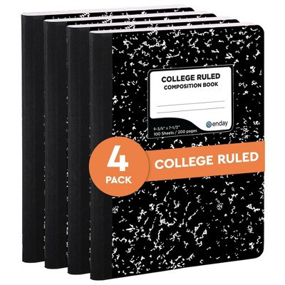Enday College Ruled 100 Ct. Composition Notebook, Black Marble | Target