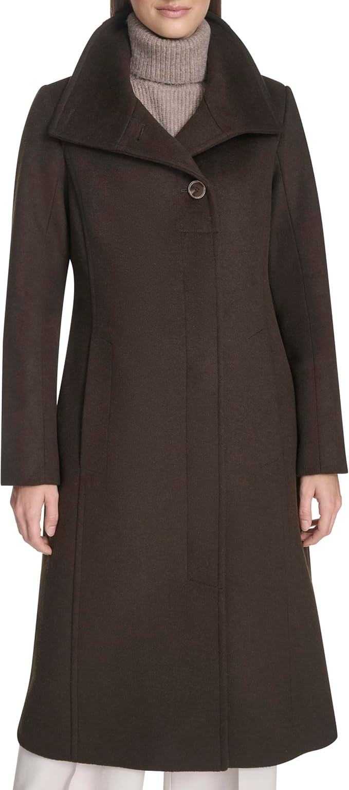 Kenneth Cole womens Classic Wool Walker W Three Button Stand Collar and Back Belt Detail | Amazon (US)
