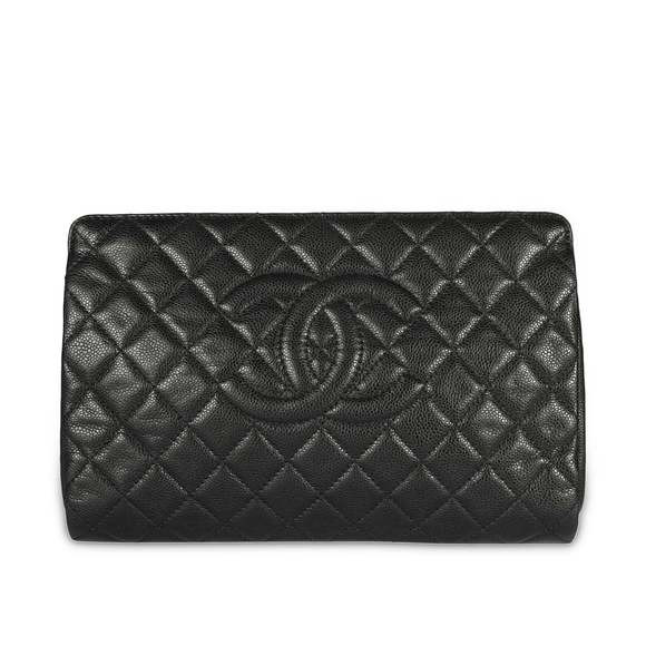 Chanel Black Caviar Quilted Timeless Frame Clutch | Poshmark