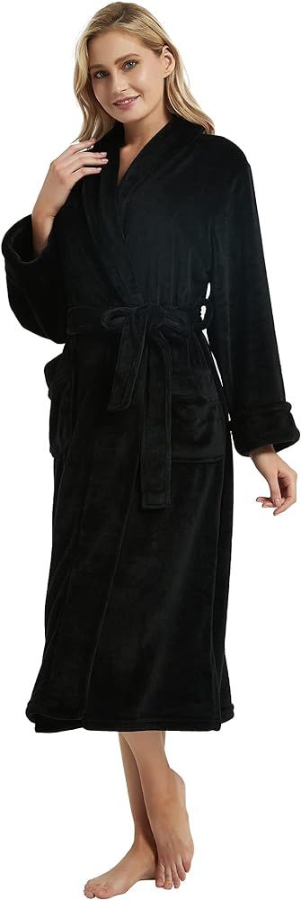 DaysU Men/Women Plush Flannel Fleece Bathrobes/Coats with Side Pockets, 1 Piece | Amazon (US)