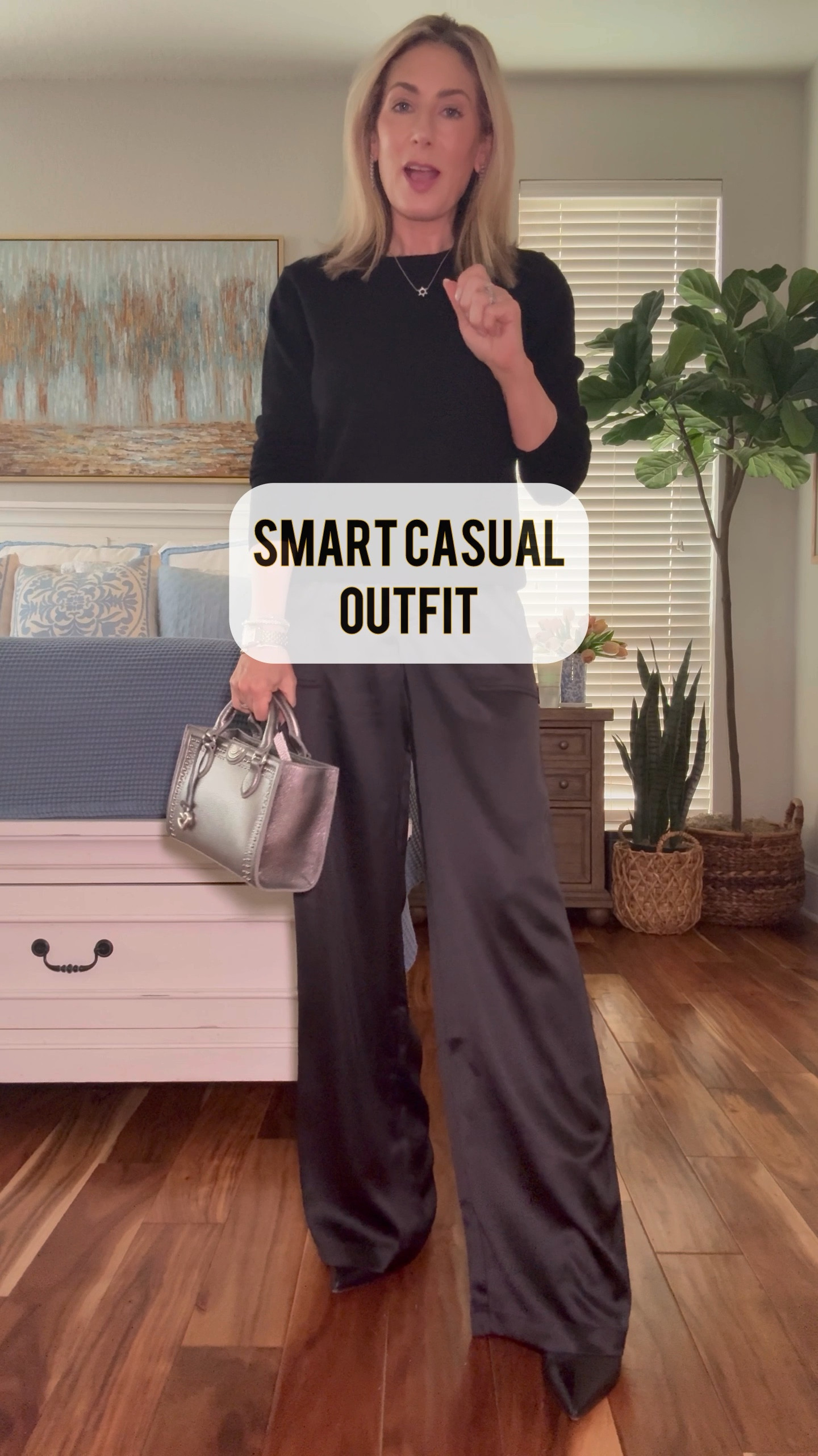 I wore this black on black outfit to go to an NBA game (go @Spurs go) but it’s also a great look for any smart casual events-dinner out with friends, date night, drinks after work, even a holiday party! It’s also VERY comfortable!!

Sizing and codes:
Sweater: XS
Pants: size 0 (runs a bit big)
Shoes: TTS
Earrings: use code GOLDGIRL15

Fashion over 50, date night, holiday outfit, party outfit, cashmere, dinner outfit 

#LTKItBag #LTKWatchNow #LTKOver40