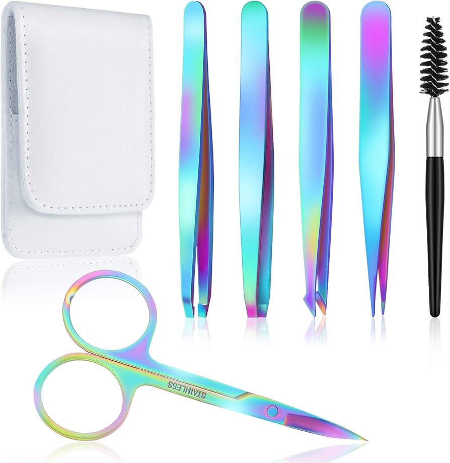 Honoson 6 Pcs Eyebrow Tweezers Set for Women Precision Tweezer for Eyebrows with Curved Scissors ... | Amazon (US)