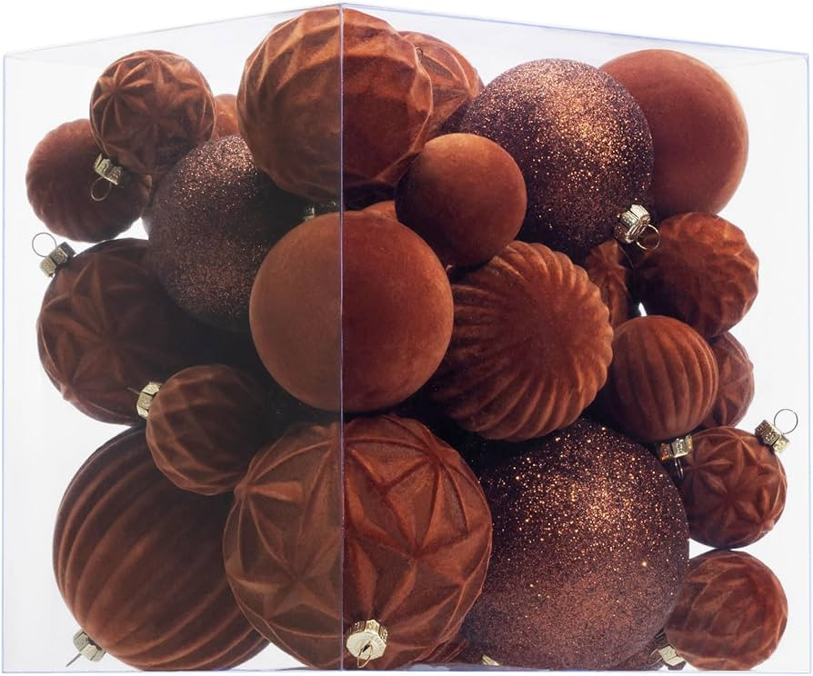 Velvet Christmas Ball Ornaments Brown Christmas Tree Decorations 36pcs Shatterproof Christmas Orn... | Amazon (US)