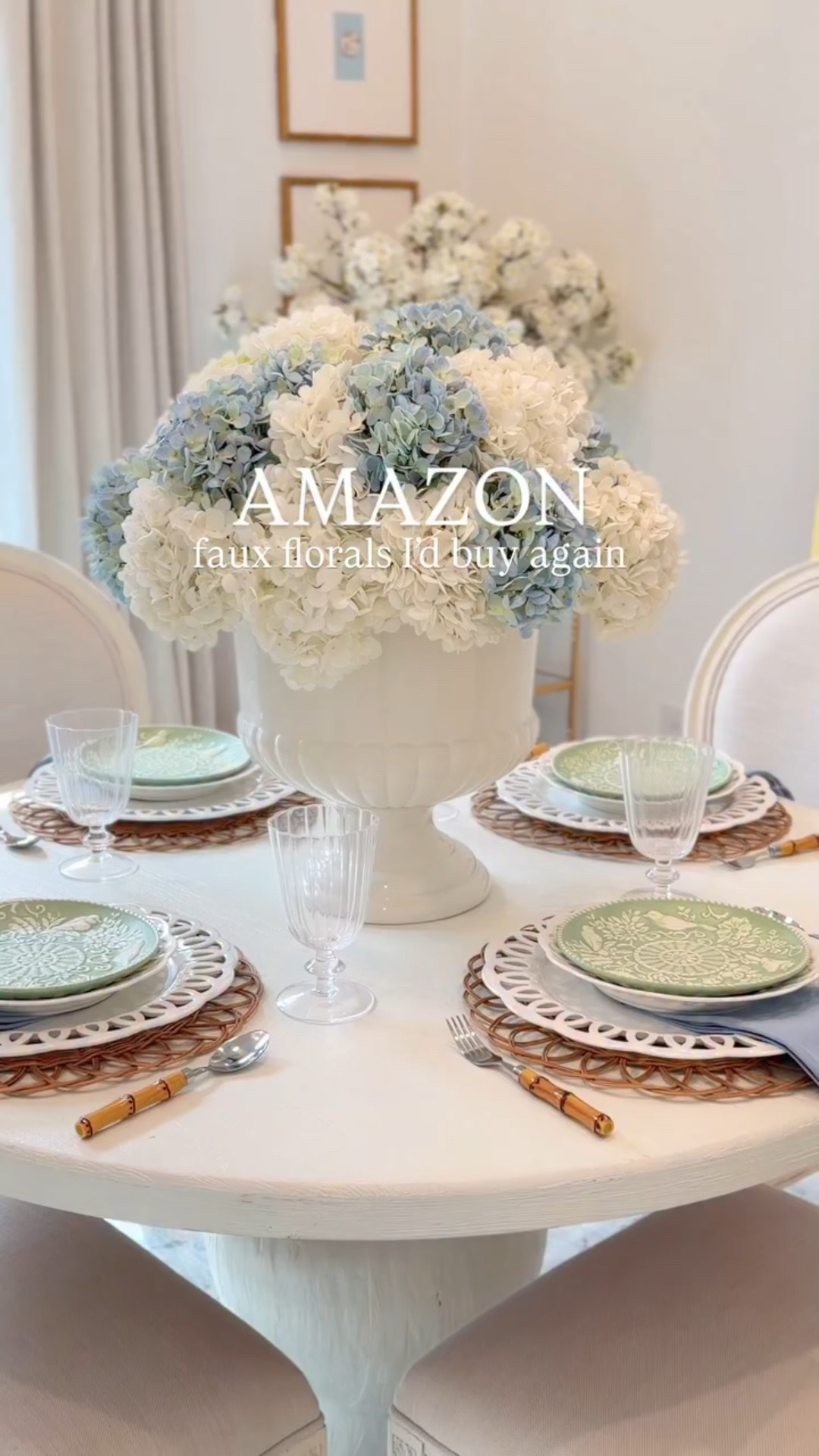 Amazon faux florals I truly don’t regret buying! 🙌🏻 These hydrangeas look so real and instantly elevate any arrangement! 🌸 The white ones are a year-round staple for me but the light blue-green is perfect for spring—I bought them last year and couldn’t wait to style them again! 🤍💙 Comment SHOP for links!

https://liketk.it/5S6JF

#springdecor #homedecor #amazonhome #amazonfinds #amazon faux flowers fake hydrangeas blue flowers spring arrangement target Walmart tjmaxx finds home decor dining room table decorations home design interns  traditional decor style  southern home