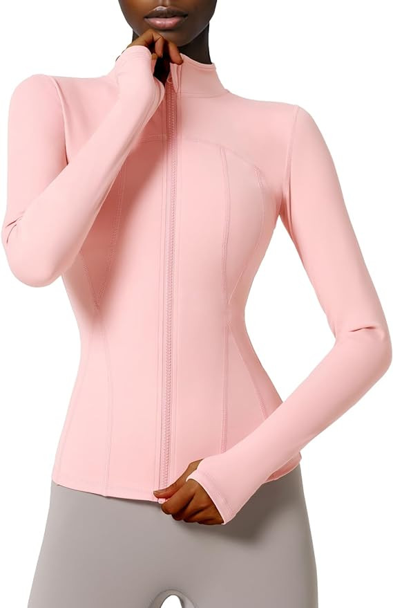 Locachy Women's Slim Fit Full Zip Athletic Running Sports Workout Jacket with Pockets | Amazon (US)