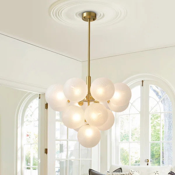 13 - Light Ribbed Glass Bubble Chandelier | Wayfair Professional