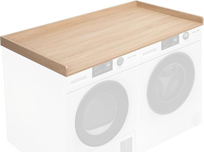 Washer Dryer 54 inch Countertop with Safety Ledge for Laundry Room Organization, Light Wood, LF-W... | Amazon (US)
