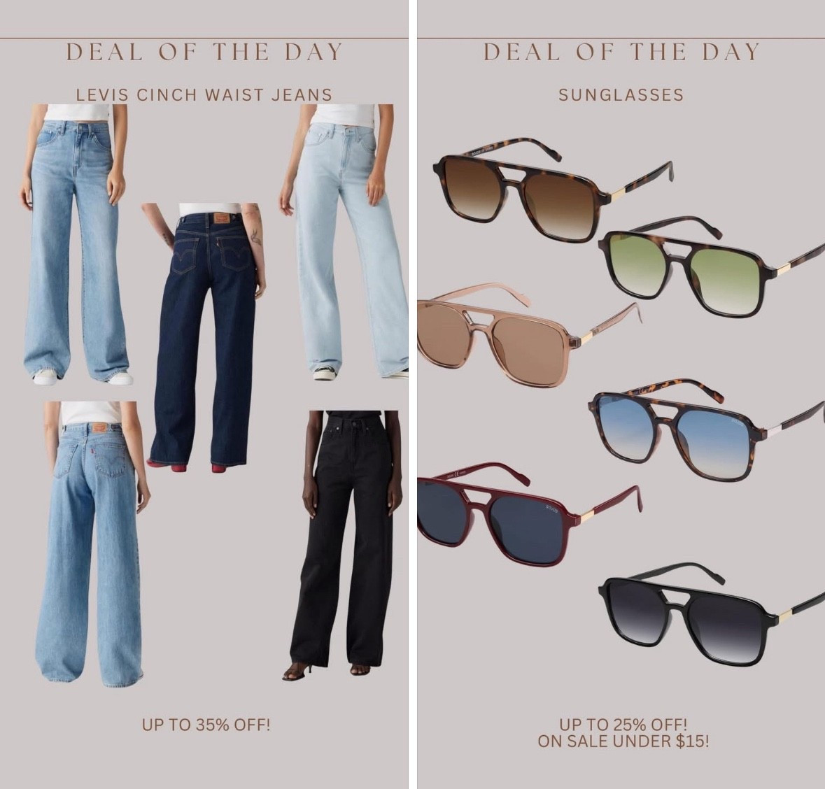 I love when Amazon publishes their most purchased prime day deals 🤩🤩 not surprised! They’re all still on sale too!
1) best ever cinch waist Levi jeans! 
2) high end style aviators that won’t rip your hair out! 

#LTKSaleAlert #LTKTravel #LTKStyleTip