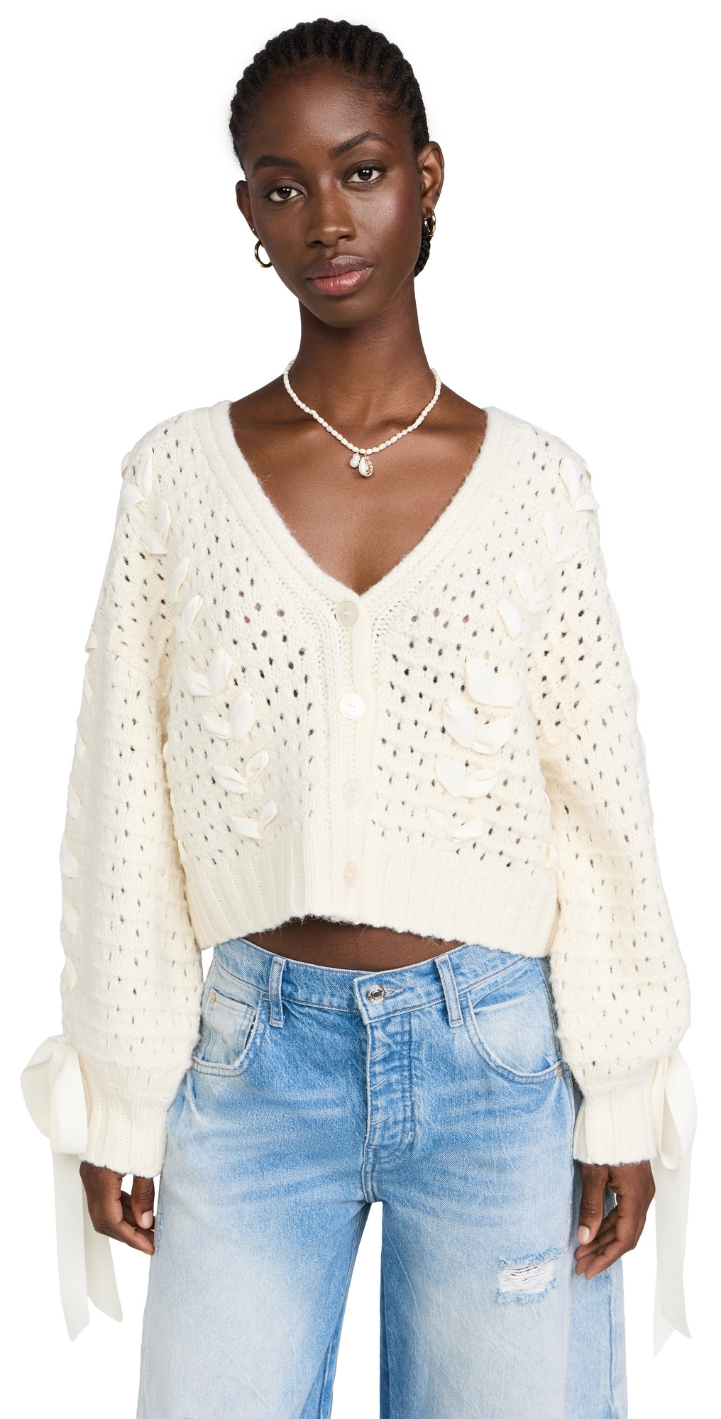 For Love & Lemons Laurel Oversized Cardigan Cream L | Shopbop