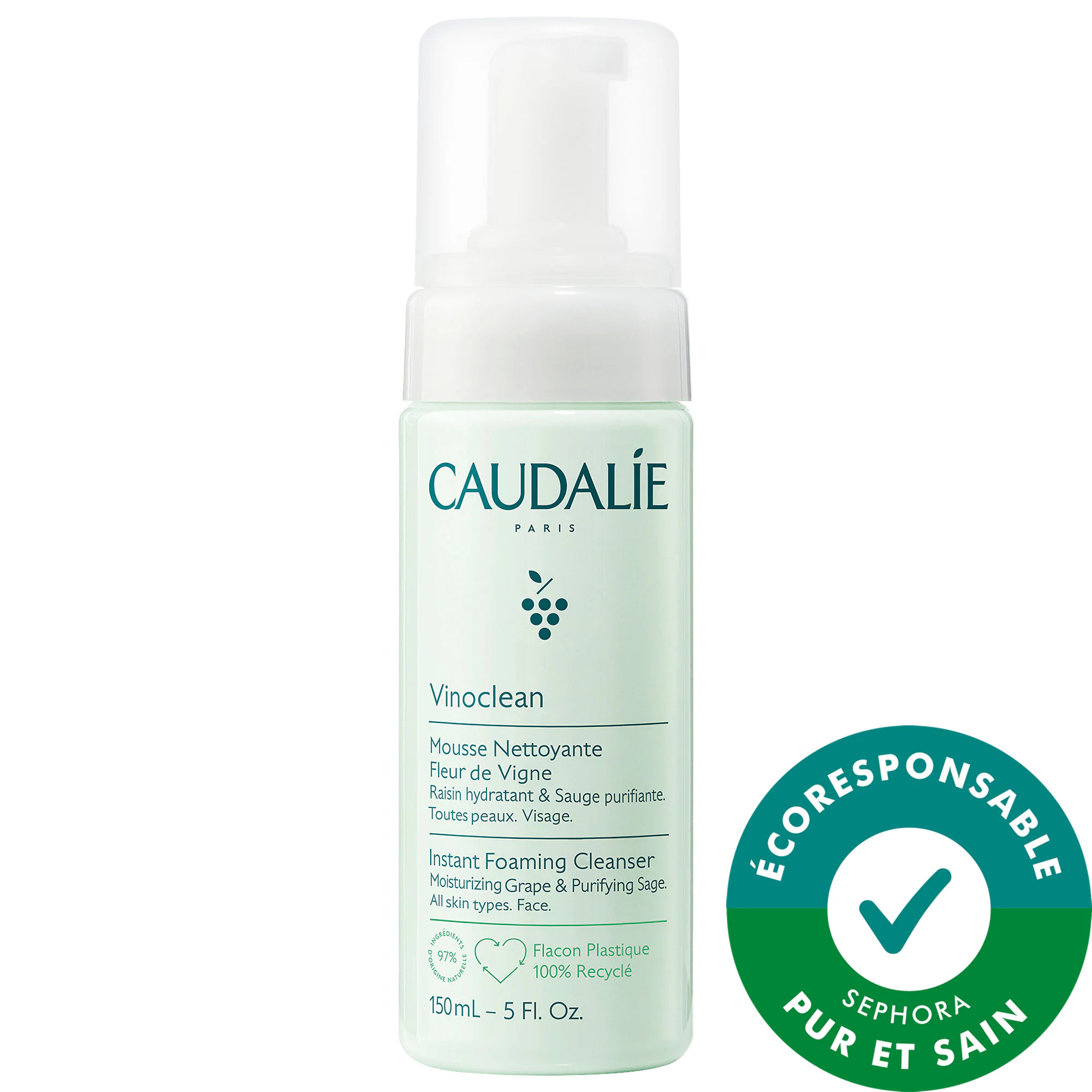 Caudalie Mousse nettoyante douce Vinoclean 5.0 oz/ 150 mL | Sephora (US)