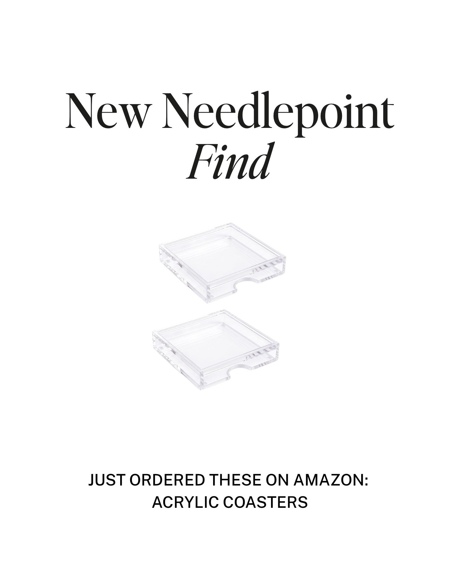 New Acrylic Coasters found on Amazon.

Get 2 for $25! I just ordered these -when I find new finishing items, it's an immediate yes. 

These would be cute for coasters or even an ornament. It's open on one side and you could swap them out. A similar design to a lot of what's out there. 

I'm always ready to try affordable finishing options for needlepoint. Not everything has to be fancy. Sometimes we just need quick and easy!

Will these be on sale for Amazon Prime? I don't know, but deals like this sell out fast and I wanted to snag a set and not take the chance.

#LTKHome #LTKOver40 #LTKSaleAlert