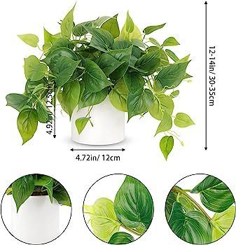 JPSOR Faux Plants Indoor, Pothos Small Fake Plants for Home Decor Indoor Fake Potted Plant Artifi... | Amazon (US)
