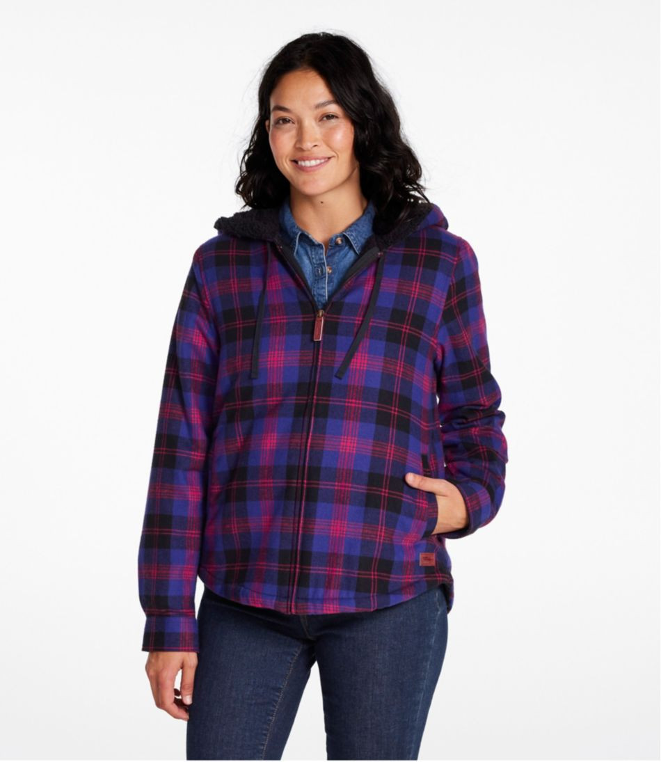 Women's Scotch Plaid Flannel Shirt, Sherpa-Lined Zip Hoodie | L.L. Bean