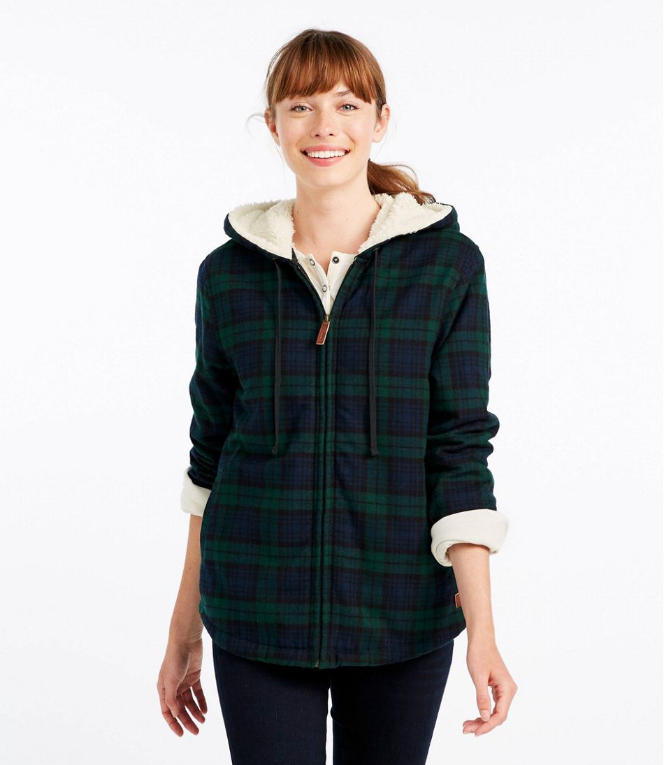 Women's Scotch Plaid Flannel Shirt, Sherpa-Lined Zip Hoodie | L.L. Bean