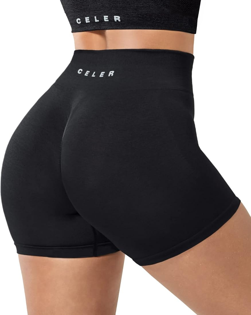 CELER Womens Workout Shorts Seamless Scrunch Butt Gym Shorts High Waisted Yoga Athletic Booty Shorts | Amazon (US)