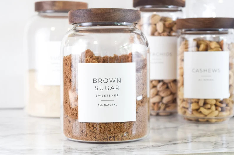 Minimalist Pantry Labels • Water and Oil Resistant • Personalization Available • by Paper &... | Etsy (US)