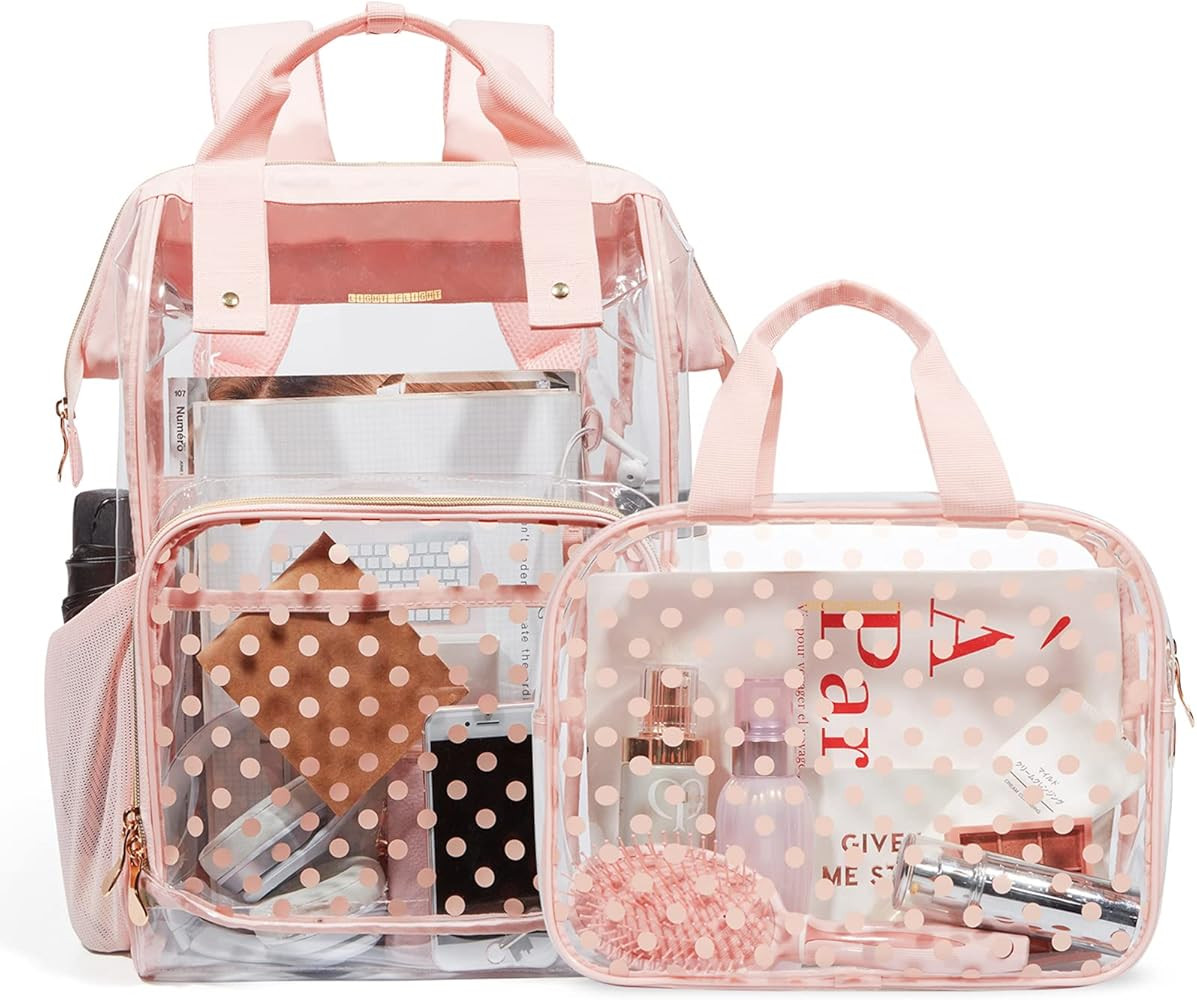 LIGHT FLIGHT Clear Backpack Heavy Duty Transparent Backpack Set See Through Bookbags Durable Backpac | Amazon (US)