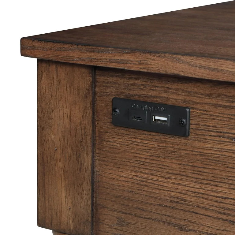 Pioneer Woman Harper Spindle Nightstand with USB Charging Ports, Homestead Brown | Walmart (US)