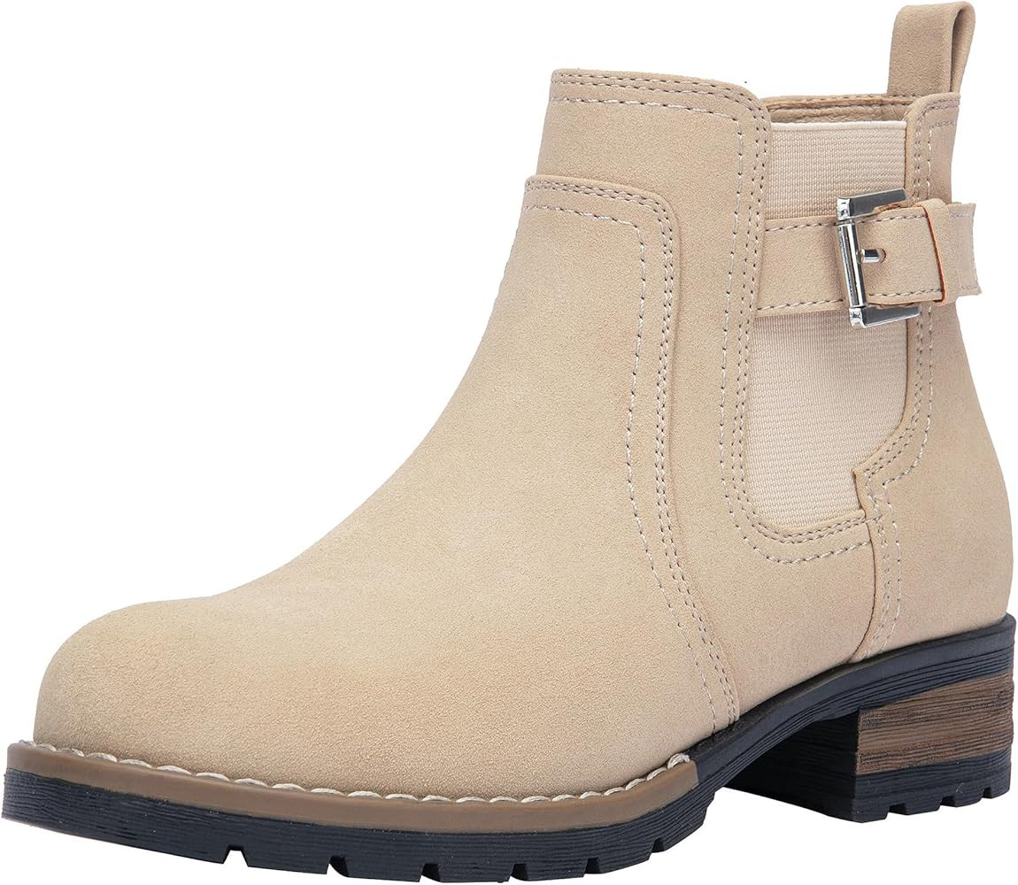 Women's 9006 Ankle Boots Short Chelsea Booties for Women Low Heel with Zip | Amazon (US)