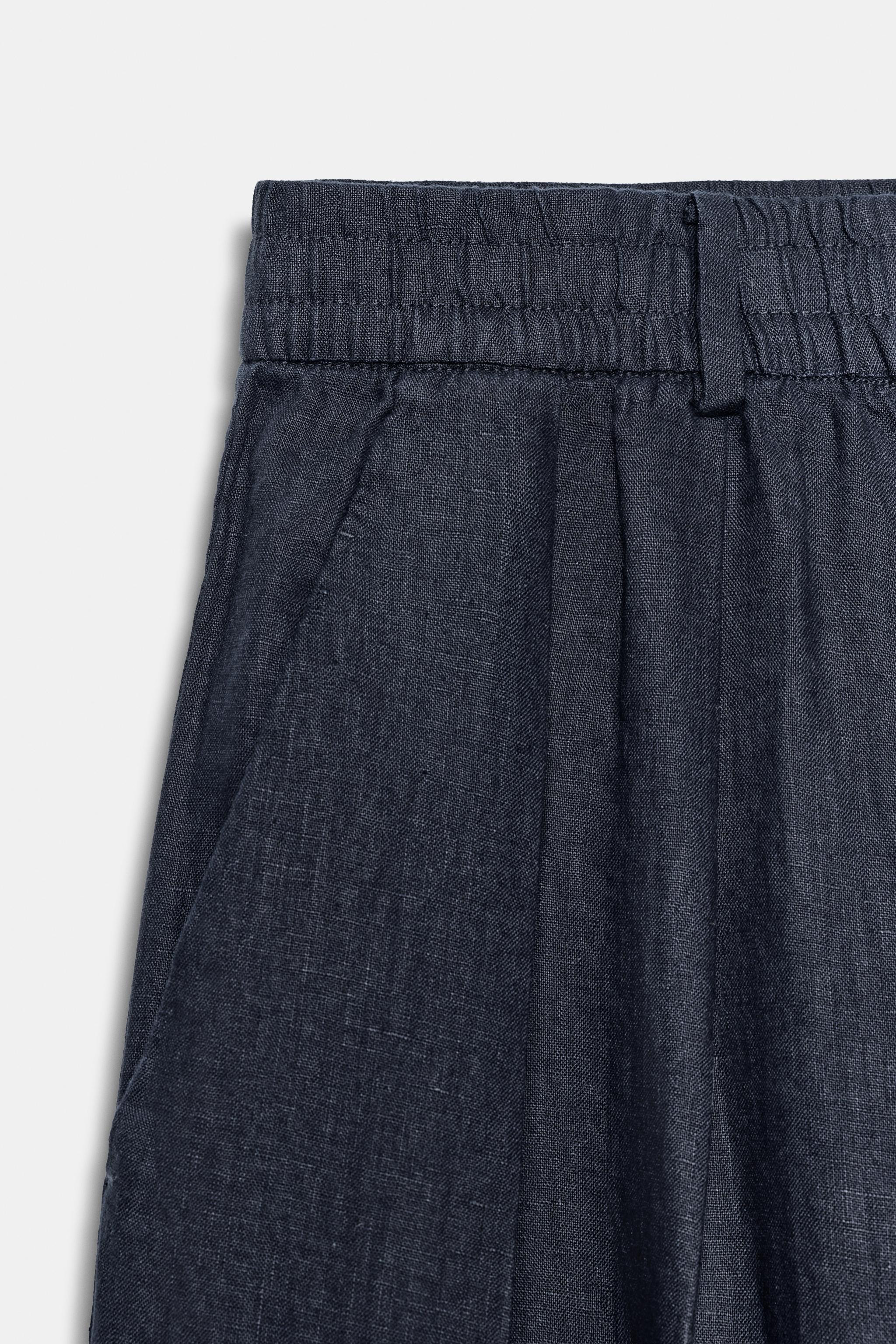 ZW COLLECTION 100% LINEN PLEATED TROUSERS | Zara UK