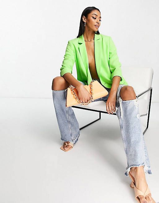 River Island blazer & pants set in bright green | ASOS (Global)