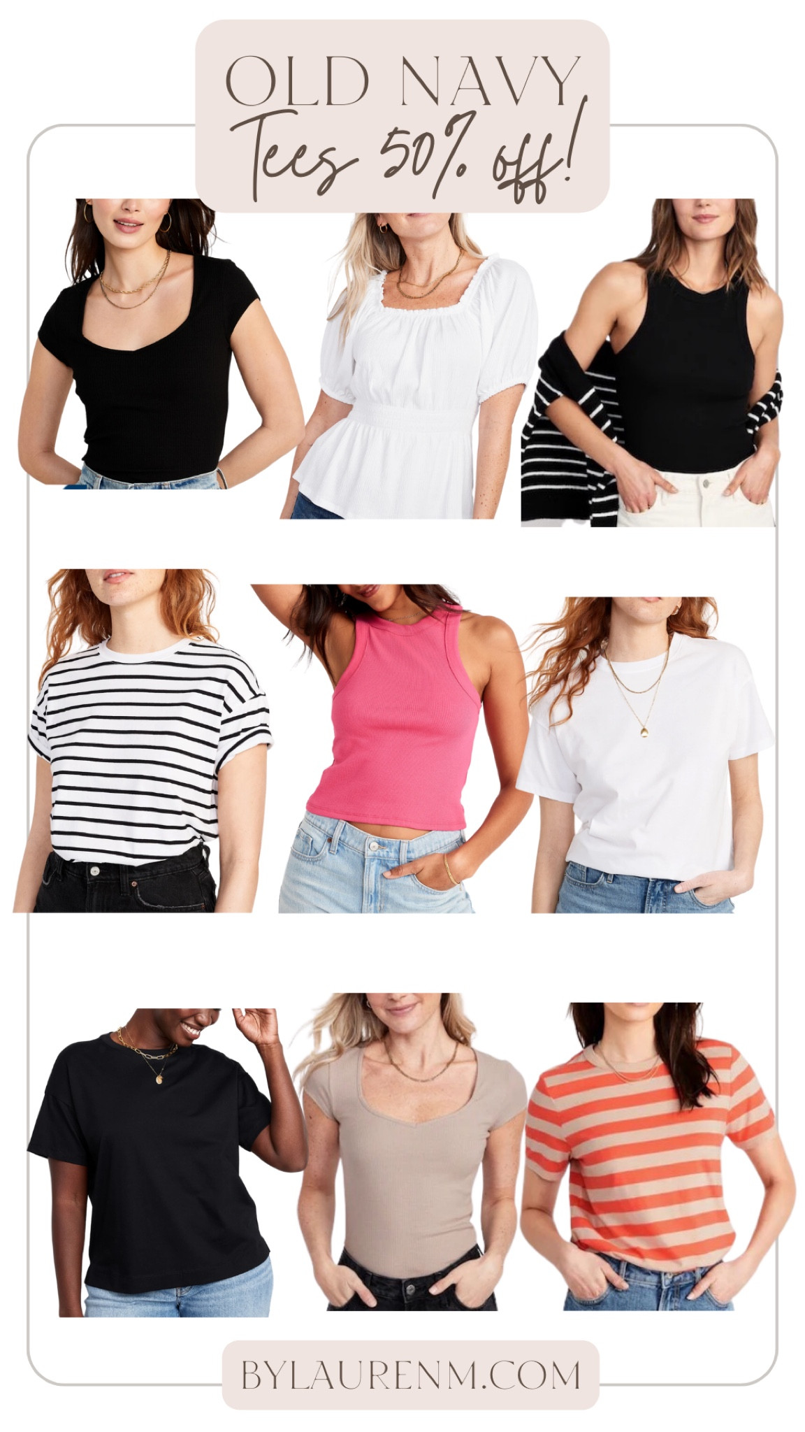 Old navy 50% off tees! T-shirt, tshirts, tops, striped tee, stripe tee, crop tank top, sweetheart neckline tee. 

#LTKunder50 #LTKsalealert