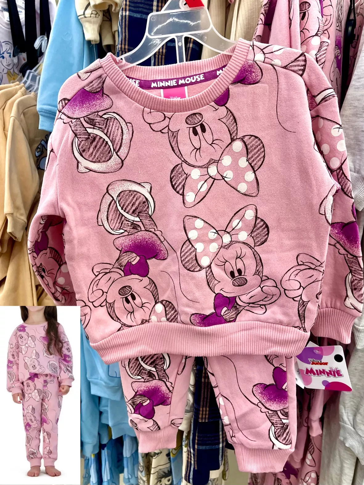 Disney Minnie Mouse Little Girls Fleece Zip Up Hoodie Jogger Set Gray 4
