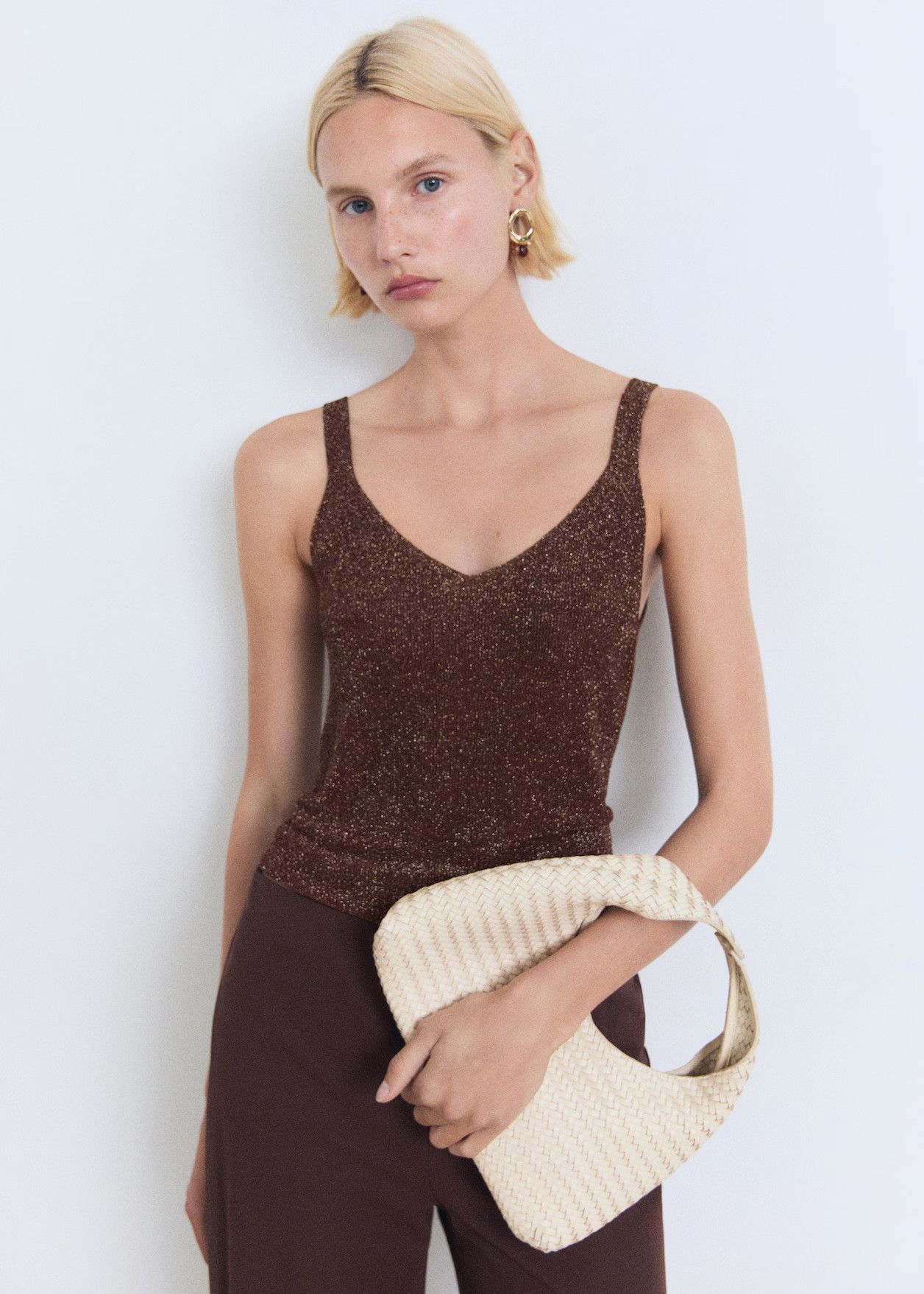 Lurex knitted V-neck top | MANGO (UK)