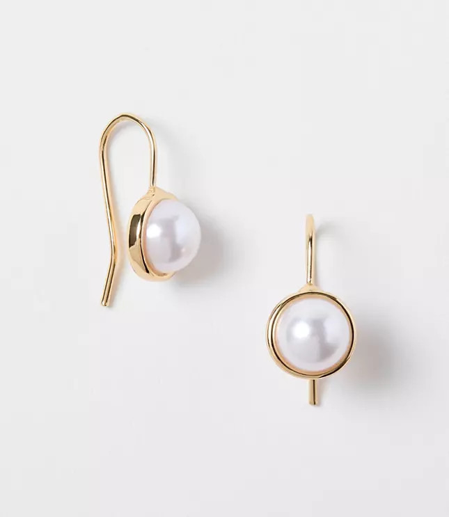 Petite Pearlized Pull Through Earrings | LOFT