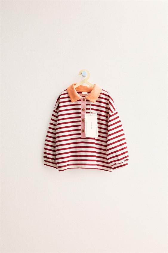 ZARA TIMELESS - STRIPED POLO COLLAR T-SHIRT | Zara AU