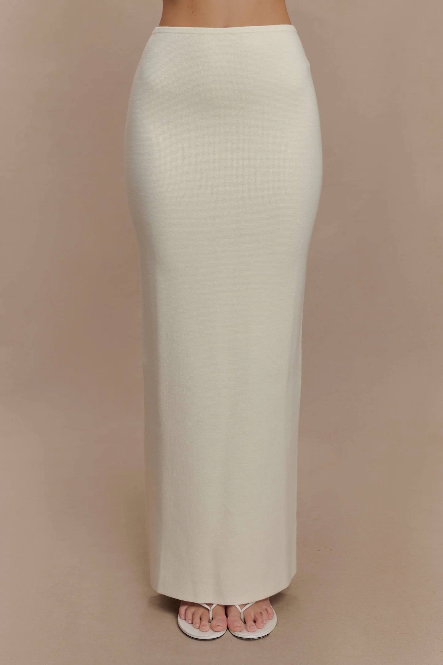 Knit Maxi Skirt - Ivory | MESHKI US