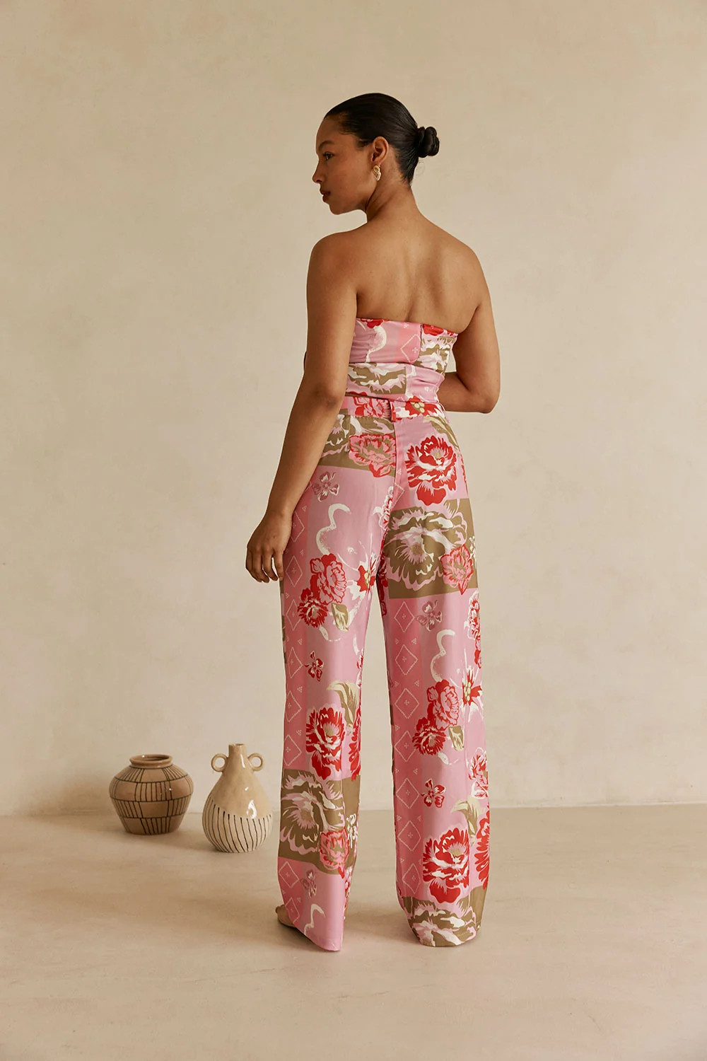 Pink Botanic Patch Floral Print Pocket Marleigh Pants | Sabo Skirt US