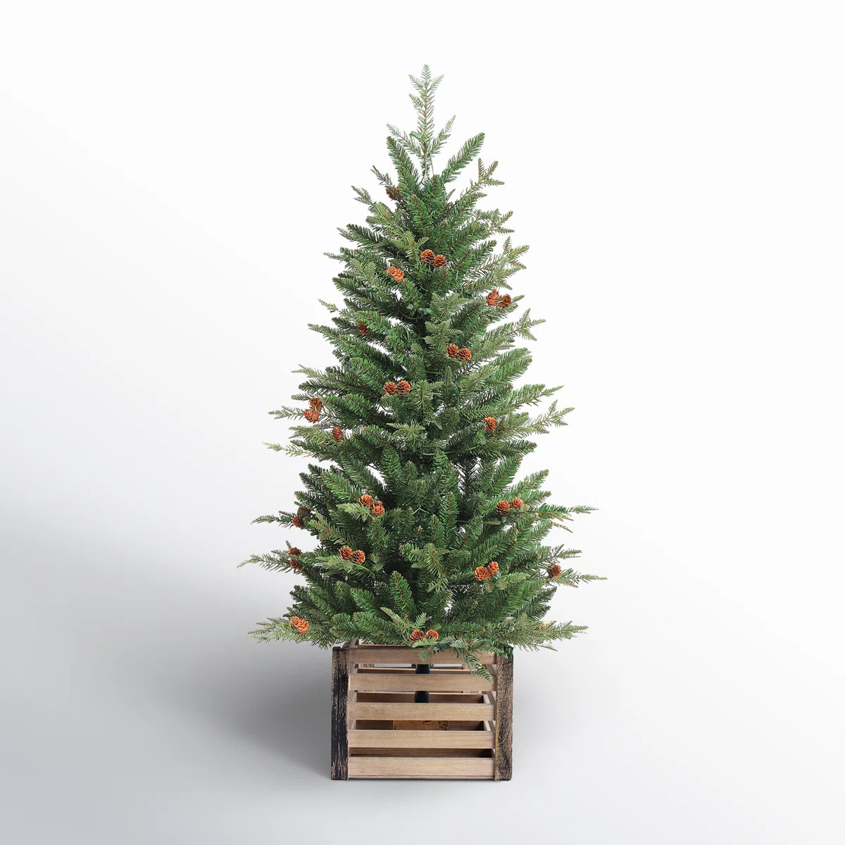48" H Green Realistic Artificial Fir Christmas Tree with 100 Lights and Pinecones | Wayfair North America