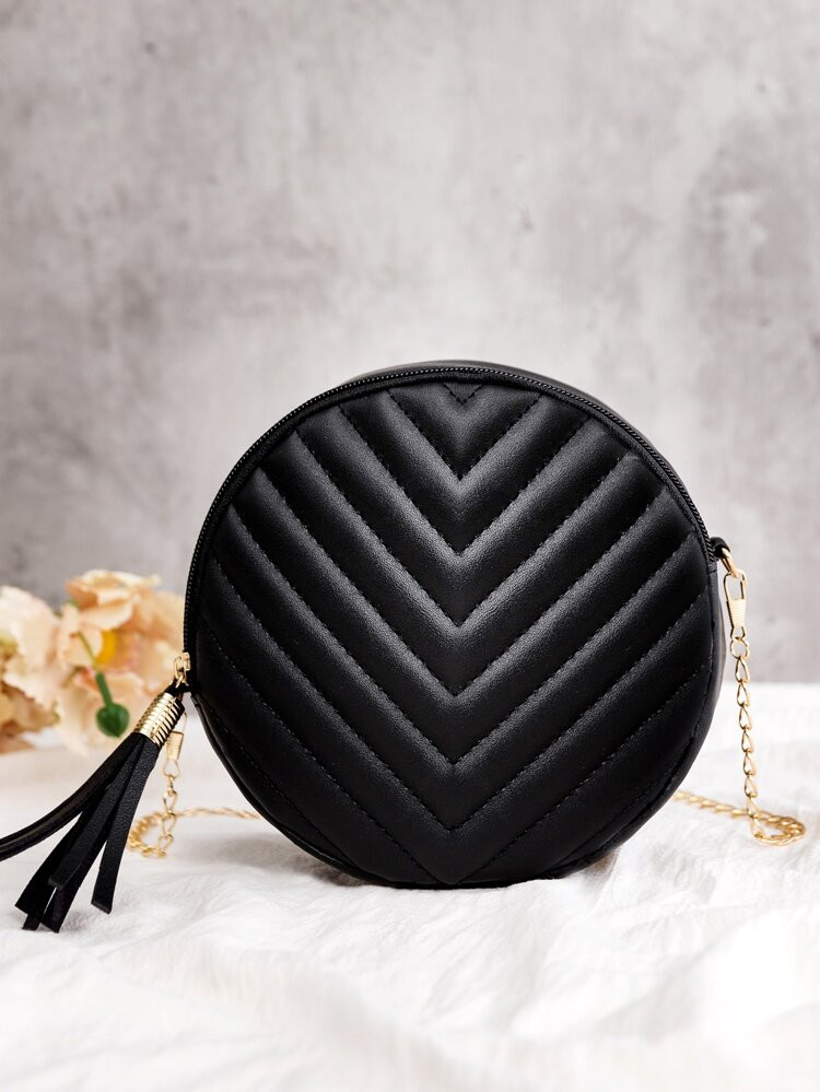 Mini Tassel Decor Chevron Crossbody Bag | SHEIN