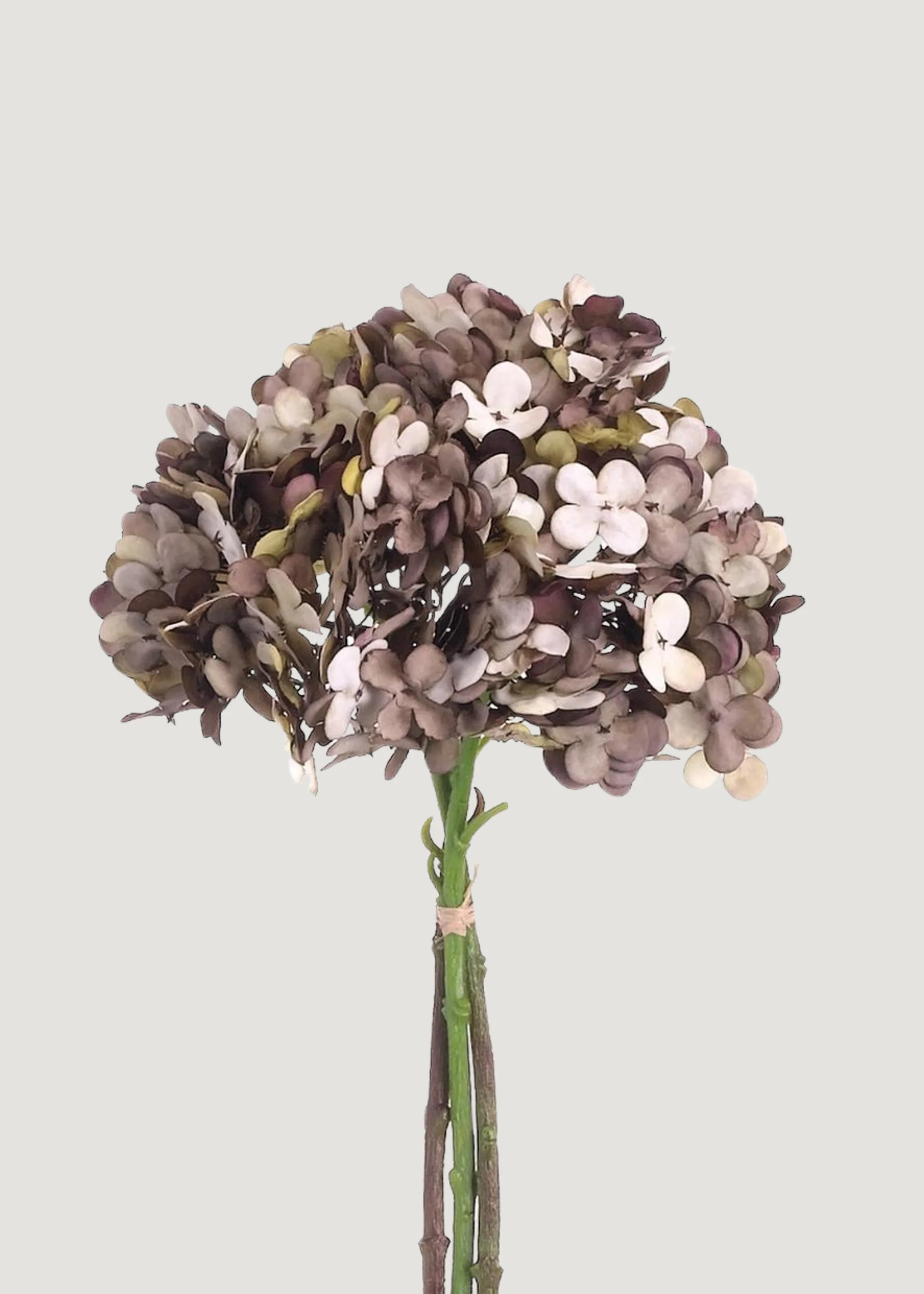 Vintage Brown Taupe Fake Hydrangea Flower Bundle - 12" | Afloral