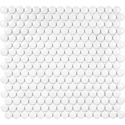 Satori Hudson Brilliant White Glossy 12-in x 12-in Glossy Porcelain Penny Round Floor and Wall Ti... | Lowe's