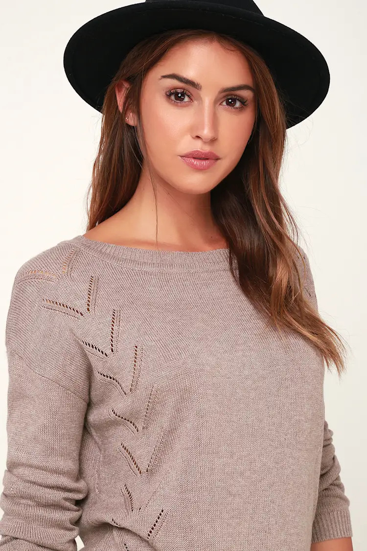 Pointelle Me More Light Brown Knit Sweater | Lulus (US)