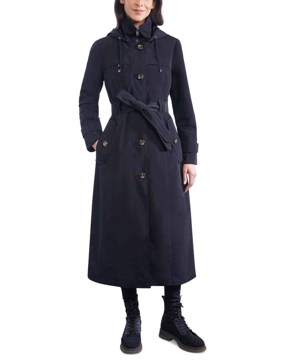 London Fog Women's Bibbed Hooded Maxi Trench Coat | Macys (US)