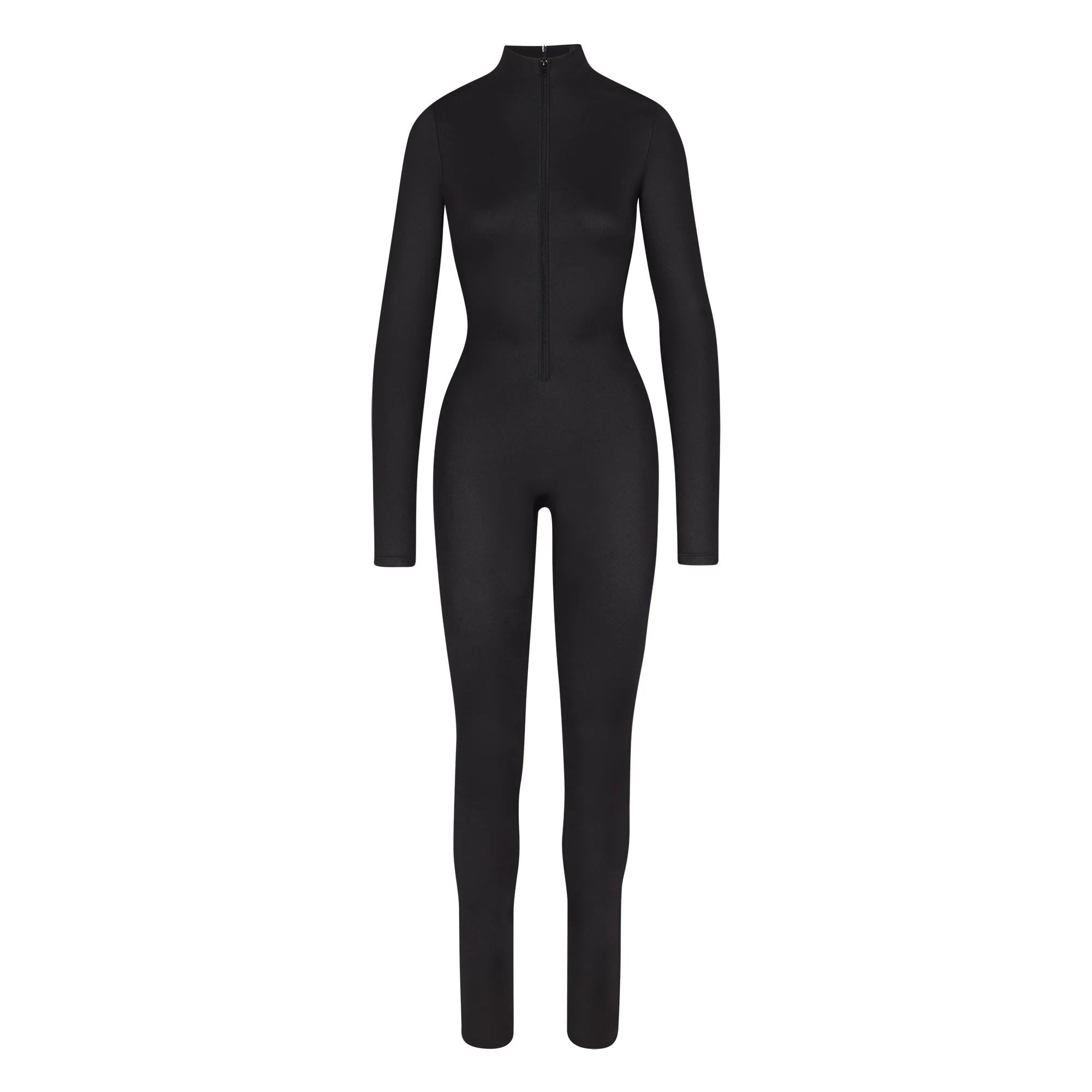 All-In-One Shine Mock Neck Long Sleeve Onesie - Onyx | SKIMS | SKIMS (US)