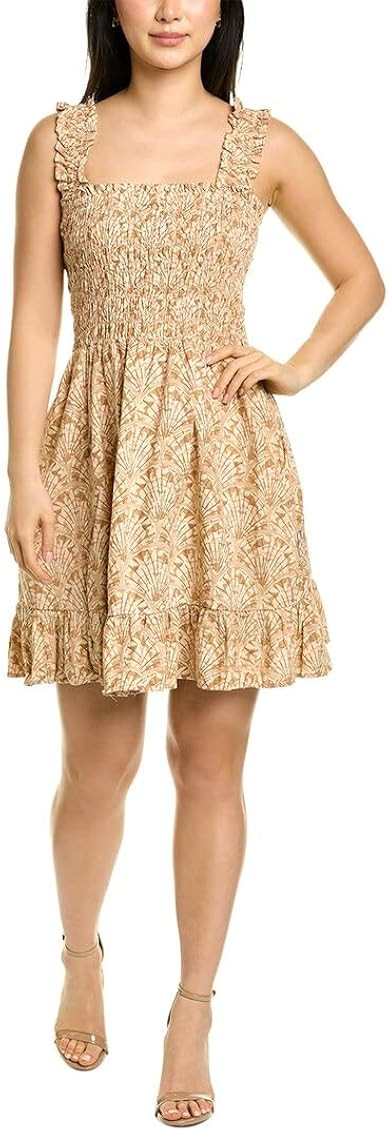 Madewell Linen-Blend Lucie Smocked Tank Mini Dress in Painted Seashells | Amazon (US)