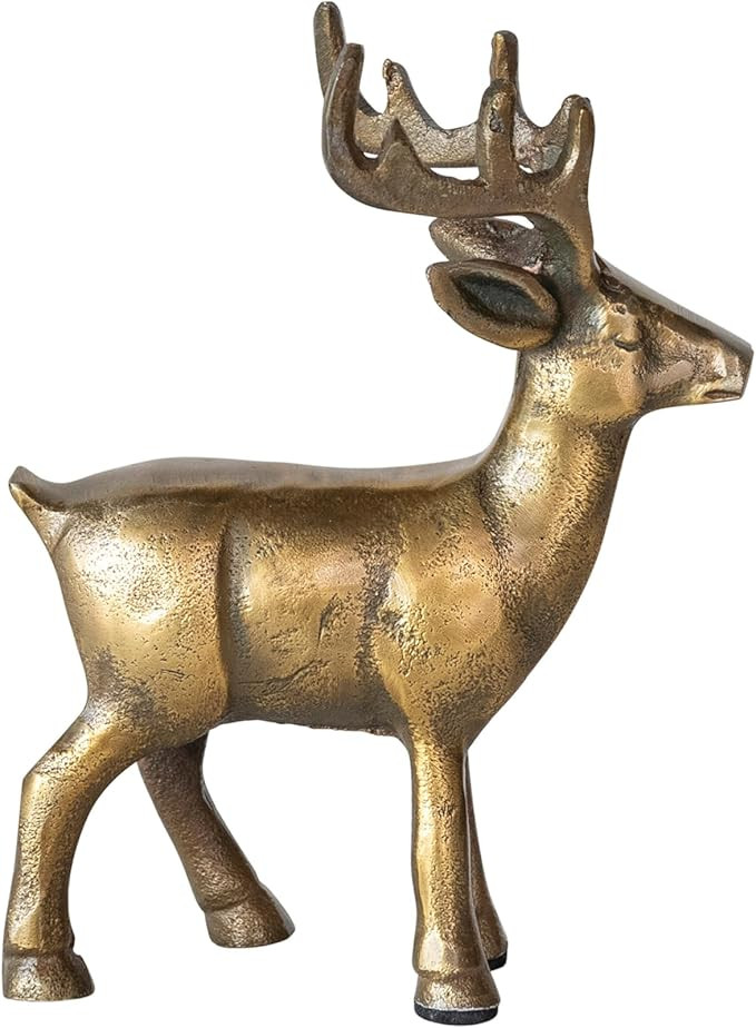 Creative Co-Op Cast Aluminum Reindeer, Antique Gold Finish | Amazon (US)
