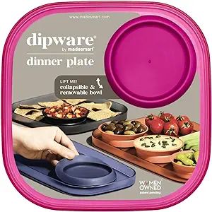 Madesmart dipware Dinner Plate with Collapsible and Removable Dip Bowl for Meals and Appetizers; ... | Amazon (US)