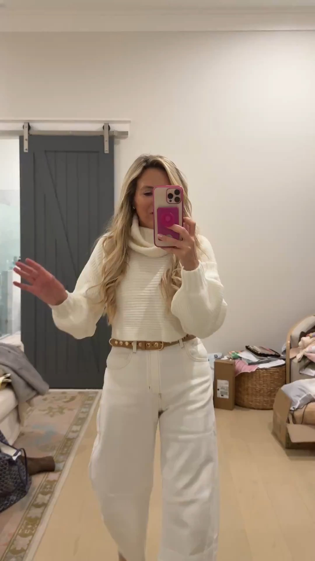 Winter white look! Wearing size 24 jeans and size xs sweater.

#LTKHoliday #LTKootd #LTKSeasonal