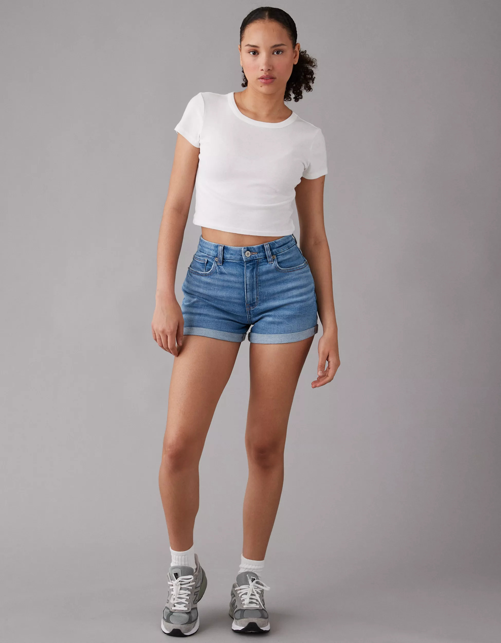 AE Stretch Curvy Denim Mom Short | American Eagle Outfitters (US & CA)