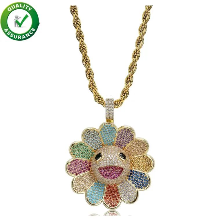 Fashion- Designer Jewelry Mens Gold Chain Pendants Diamond Necklace Iced Out CZ Sunflower Spinnin... | DHGate